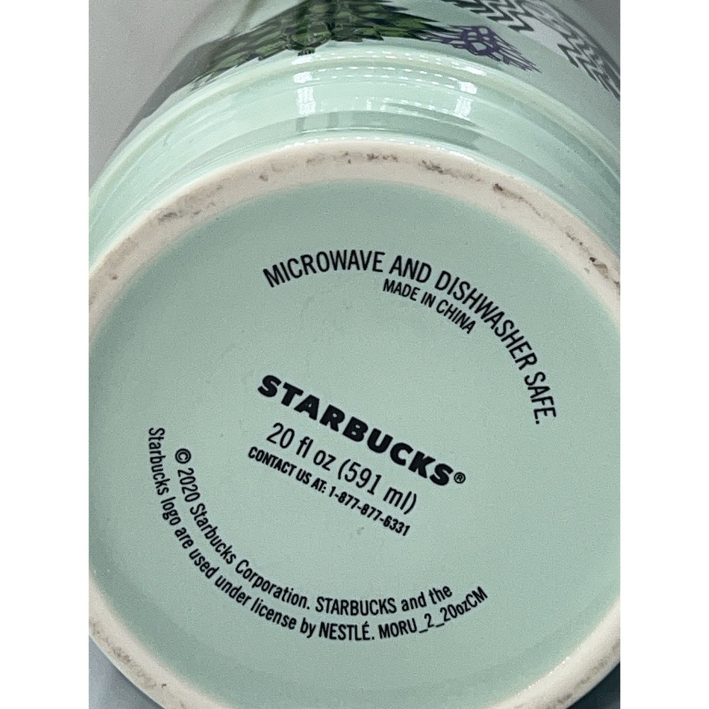 Starbucks 2020 Holiday Christmas Ceramic Coffee Mug Tall 20ozGreen Purple Trees - Picture 7 of 8